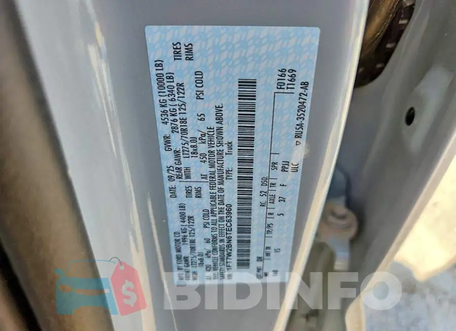 1FT7W2BN6TEC63960 Photo# 12