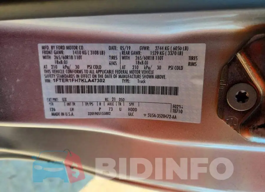1FTER1FH7KLA47302 Photo# 12