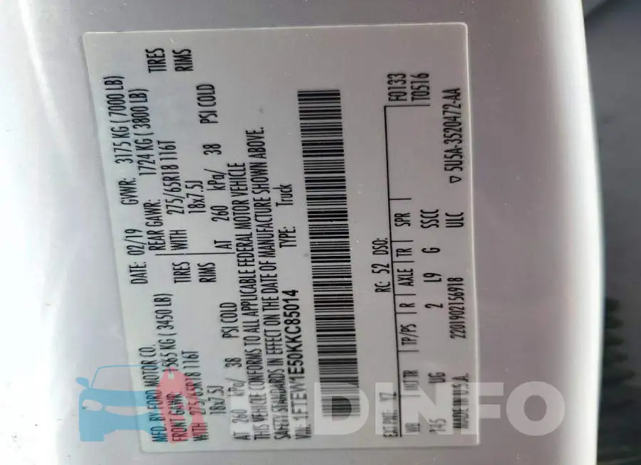 1FTEW1E50KKC85014 Photo# 12