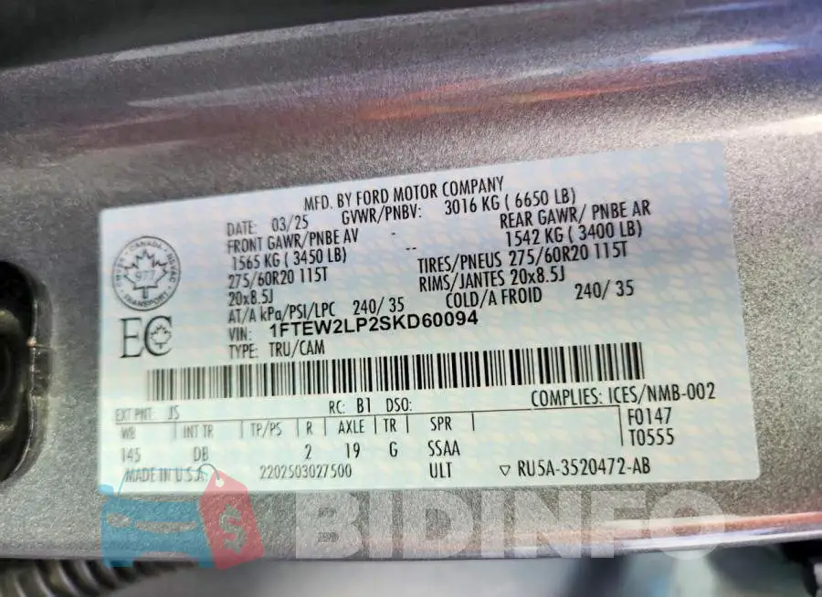 1FTEW2LP2SKD60094 Photo# 12