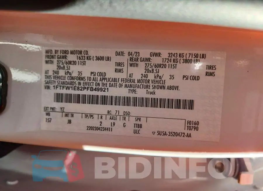 1FTFW1E82PFB49921 Photo# 12