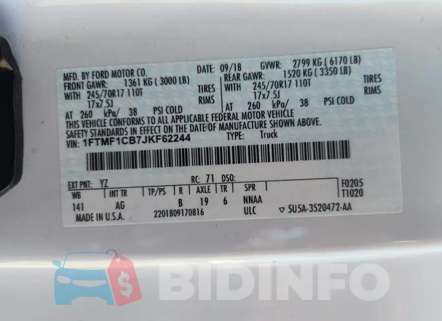 1FTMF1CB7JKF62244 Photo# 12