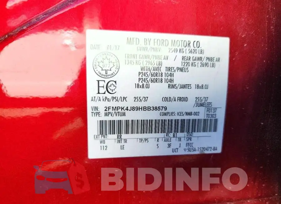 2FMPK4J89HBB38579 Photo# 14