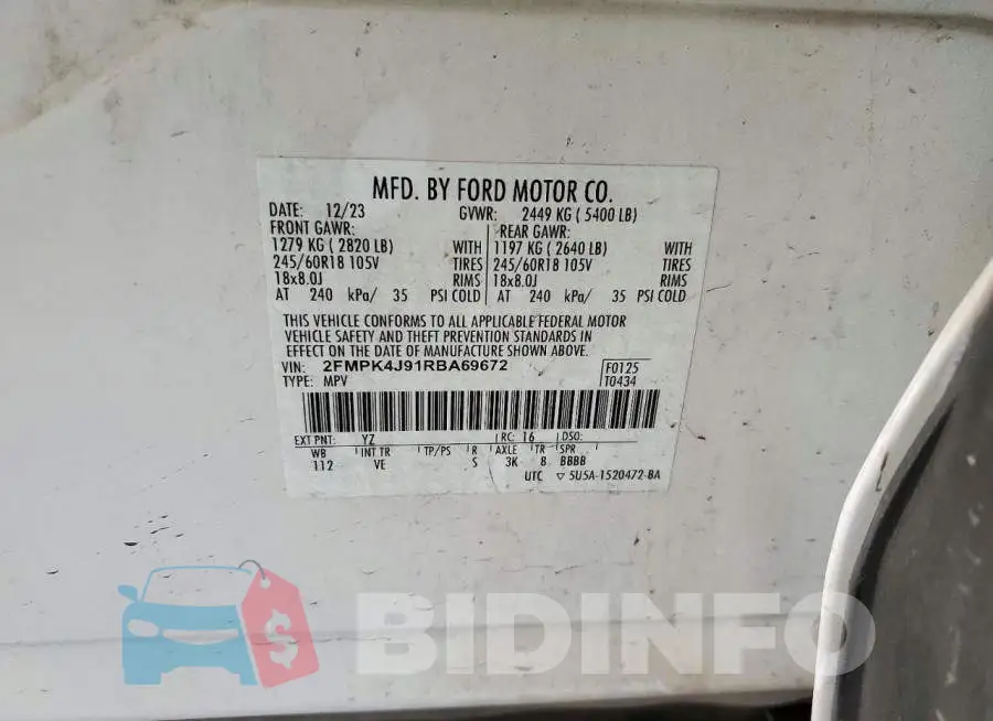 2FMPK4J91RBA69672 Photo# 13
