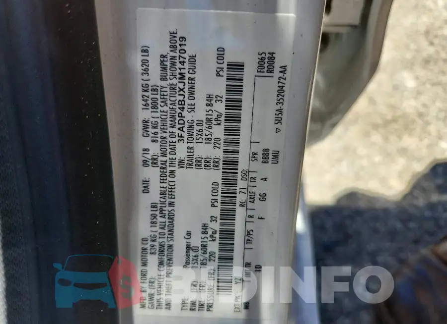 3FADP4BJXJM147019 Photo# 12