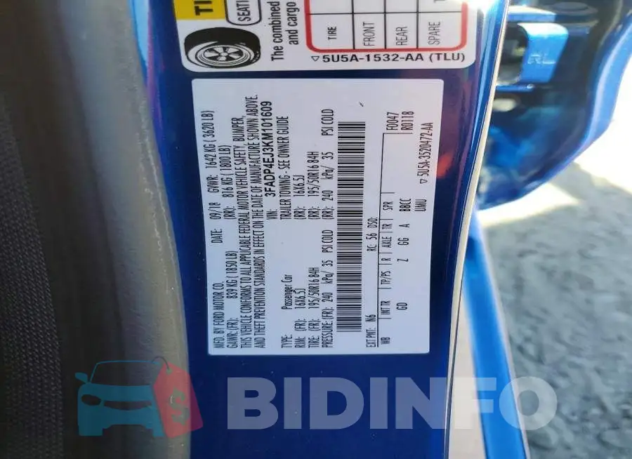 3FADP4EJ3KM101609 Photo# 12