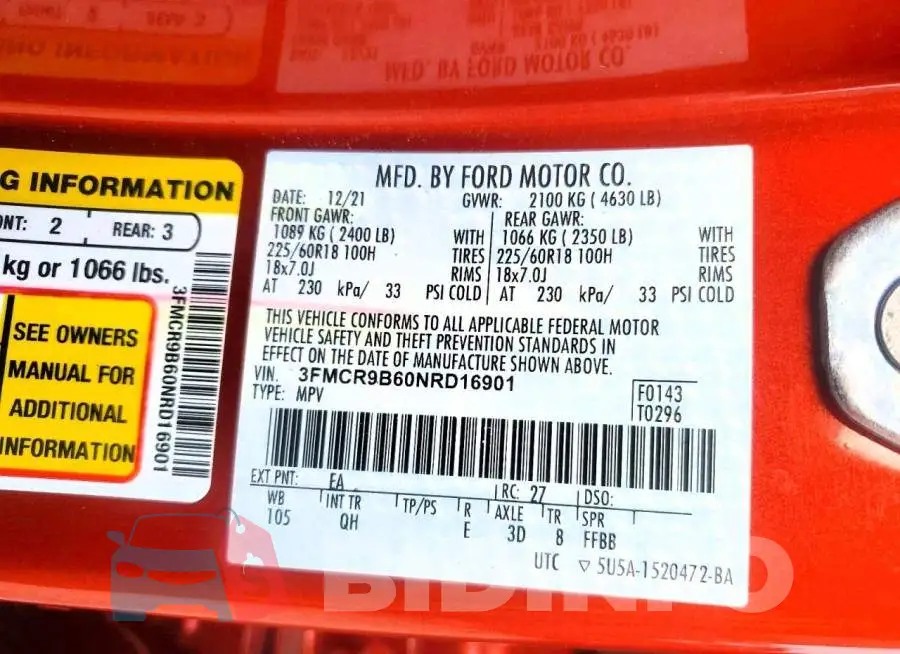 3FMCR9B60NRD16901 Photo# 13
