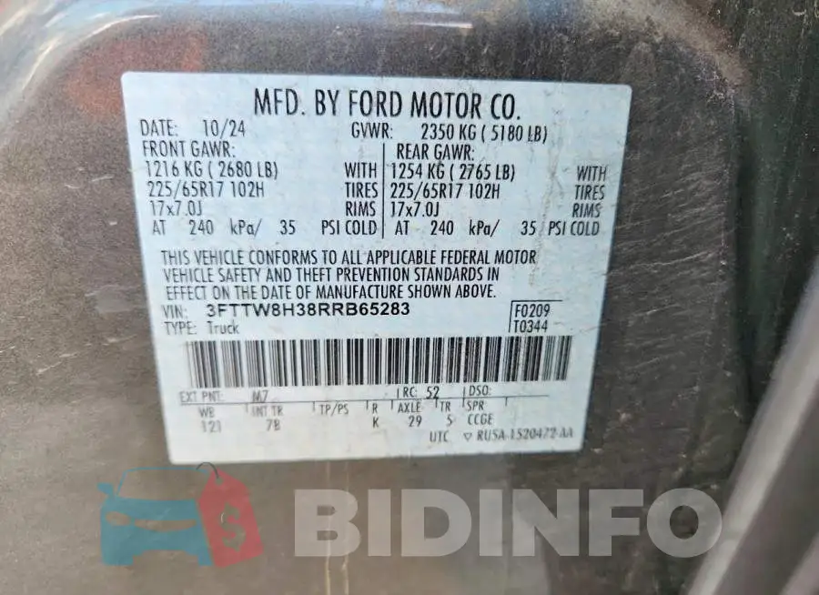 3FTTW8H38RRB65283 Photo# 12