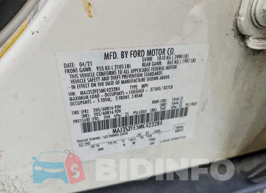 MAJ3S2FE5MC423284 Photo# 13