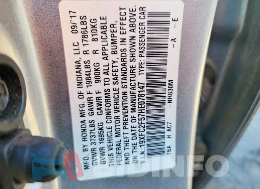 19XFC2F57HE078147 Photo# 12