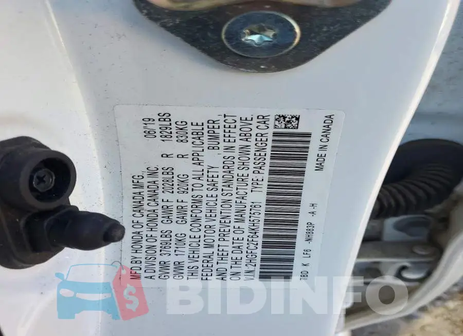 2HGFC2F64KH575761 Photo# 12