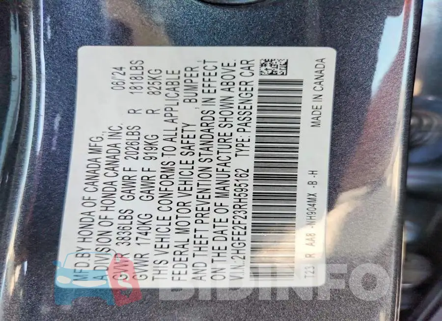 2HGFE2F23RH595162 Photo# 12