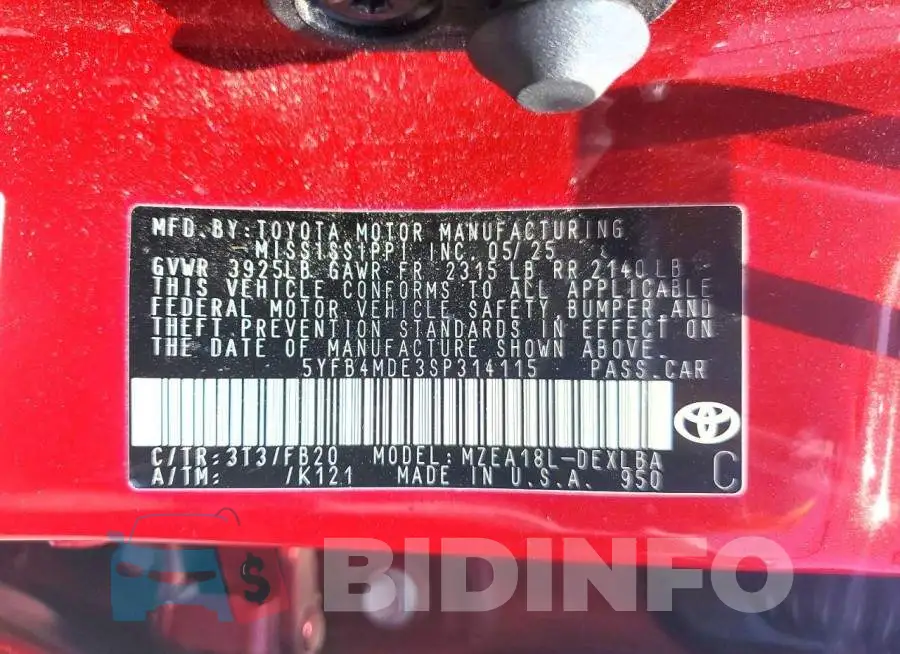 5YFB4MDE3SP314115 Photo# 12