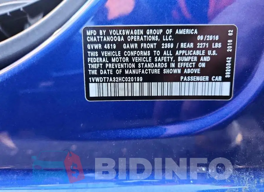 1VWDT7A32HC020199 Photo# 12