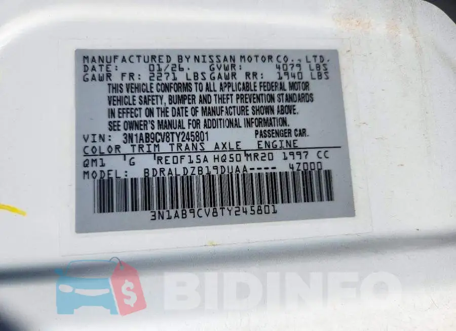 3N1AB9CV8TY245801 Photo# 12