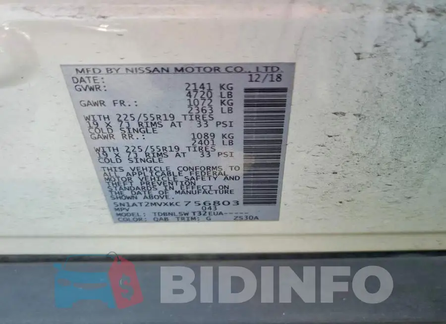 5N1AT2MVXKC756803 Photo# 12