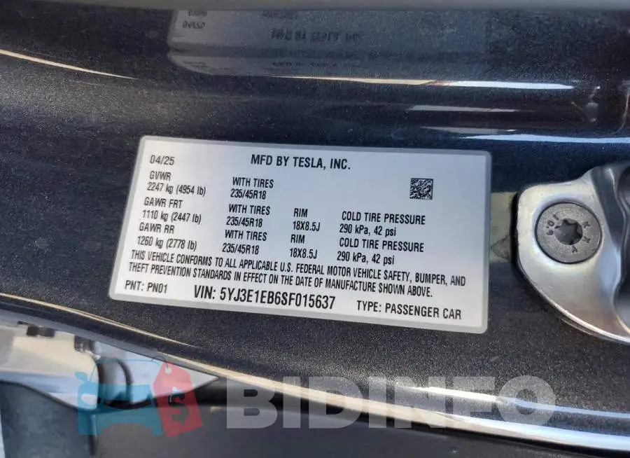 5YJ3E1EB6SF015637 Photo# 12