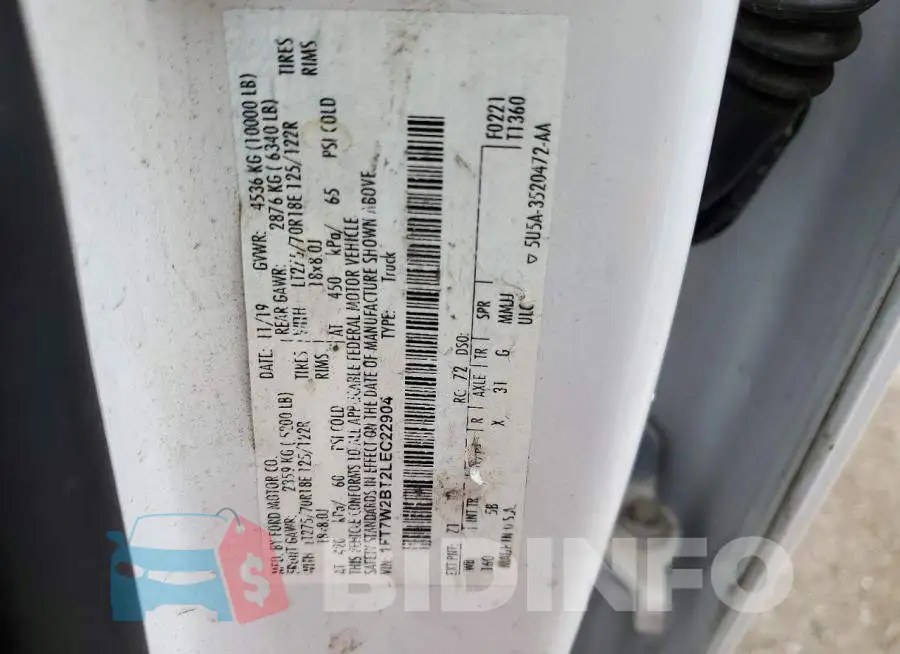 1FT7W2BT2LEC22904 Photo# 12