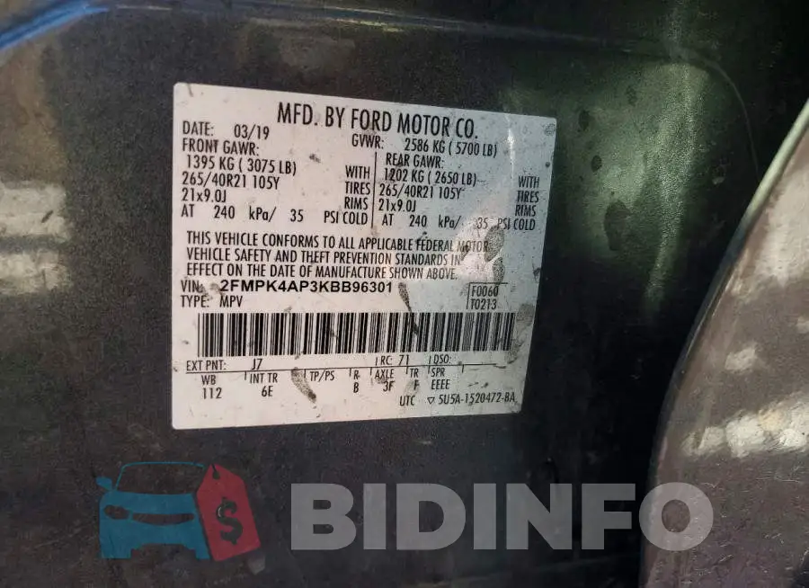 2FMPK4AP3KBB96301 Photo# 14