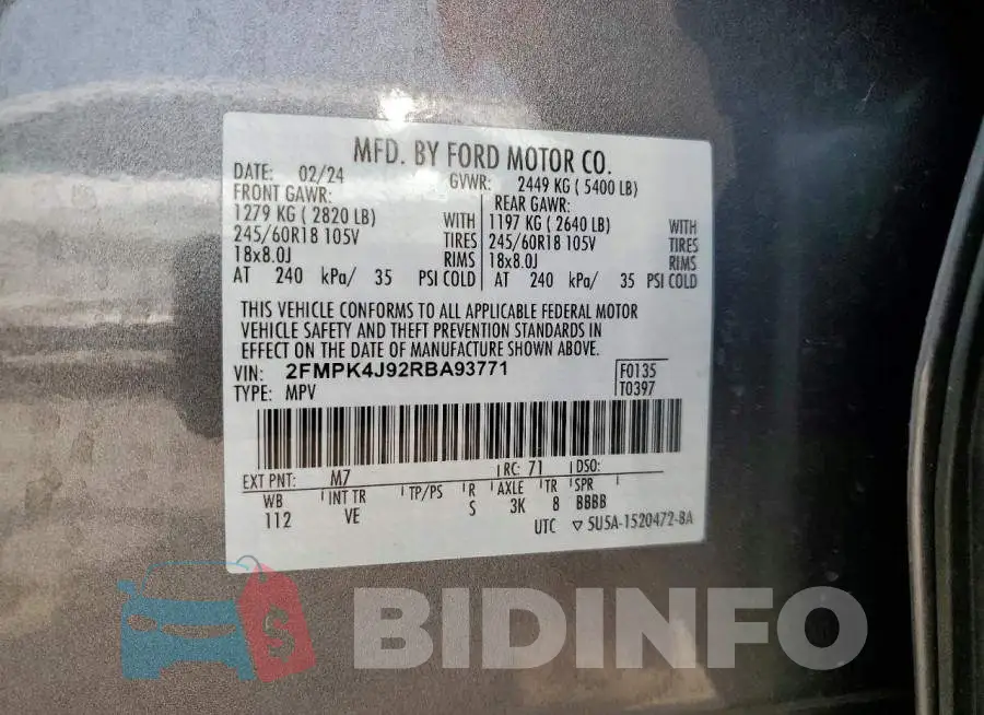 2FMPK4J92RBA93771 Photo# 12