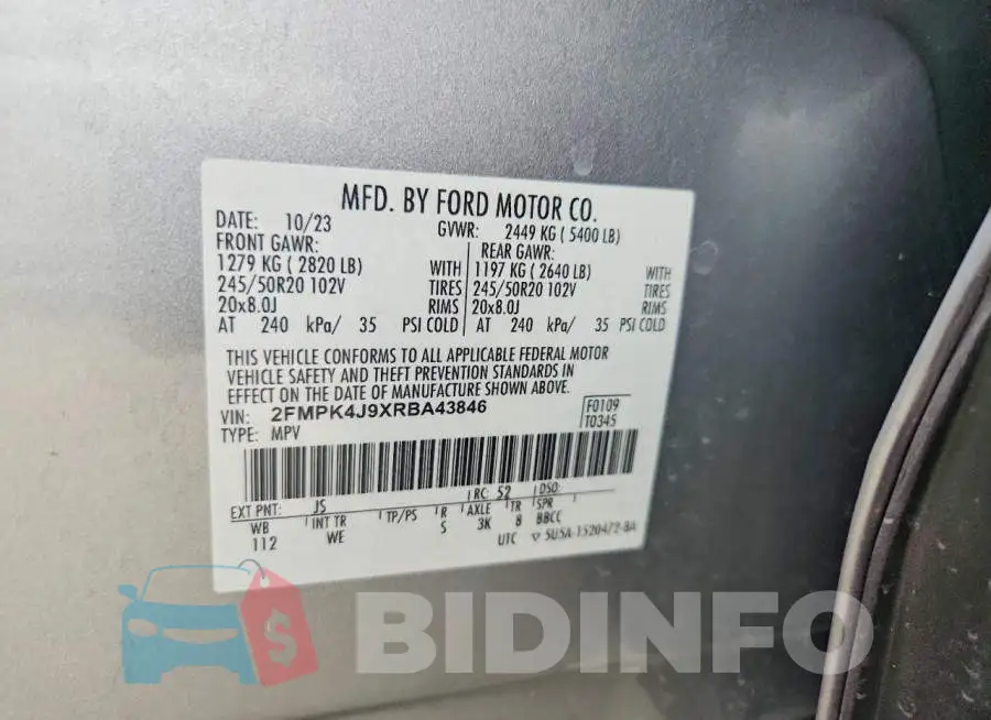 2FMPK4J9XRBA43846 Photo# 13