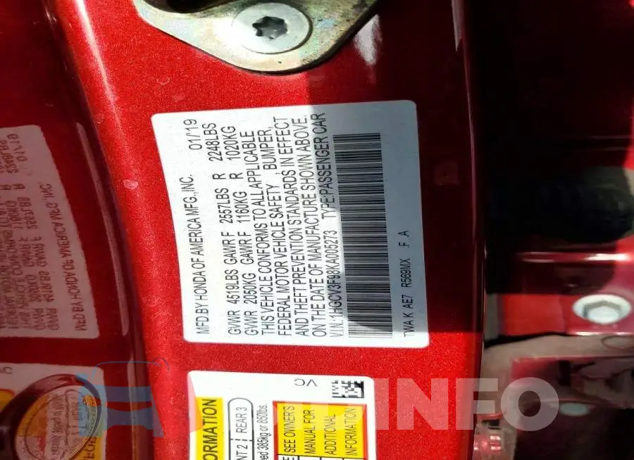 1HGCV3F98KA005273 Photo# 13