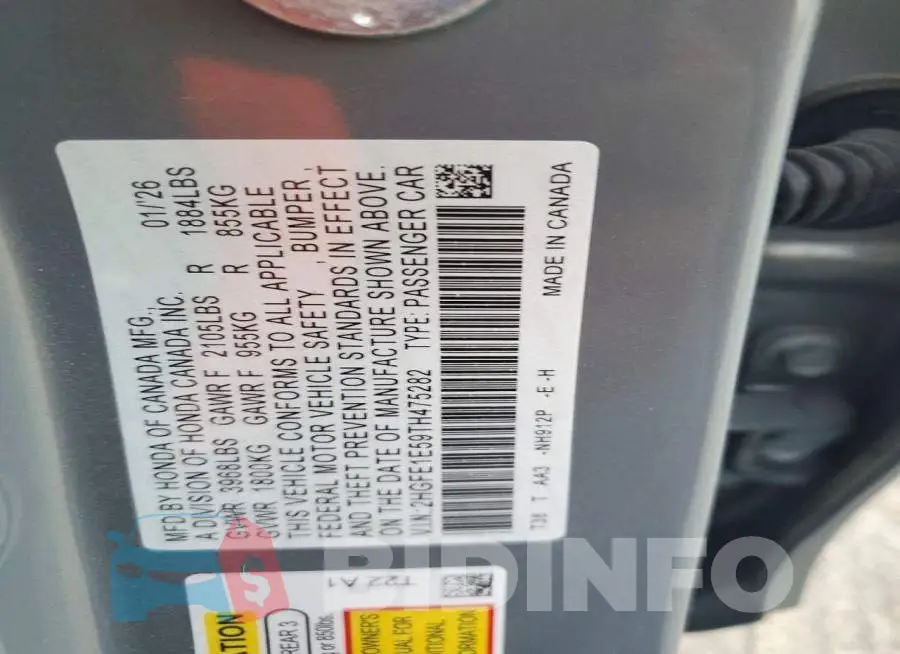 2HGFE1E59TH475282 Photo# 12
