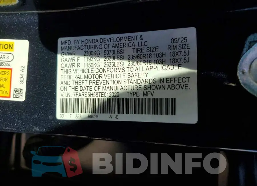 7FARS5H58TE012020 Photo# 13