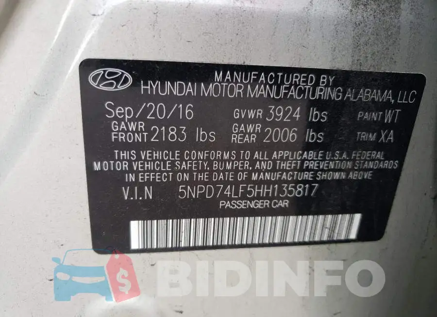 5NPD74LF5HH135817 Photo# 11
