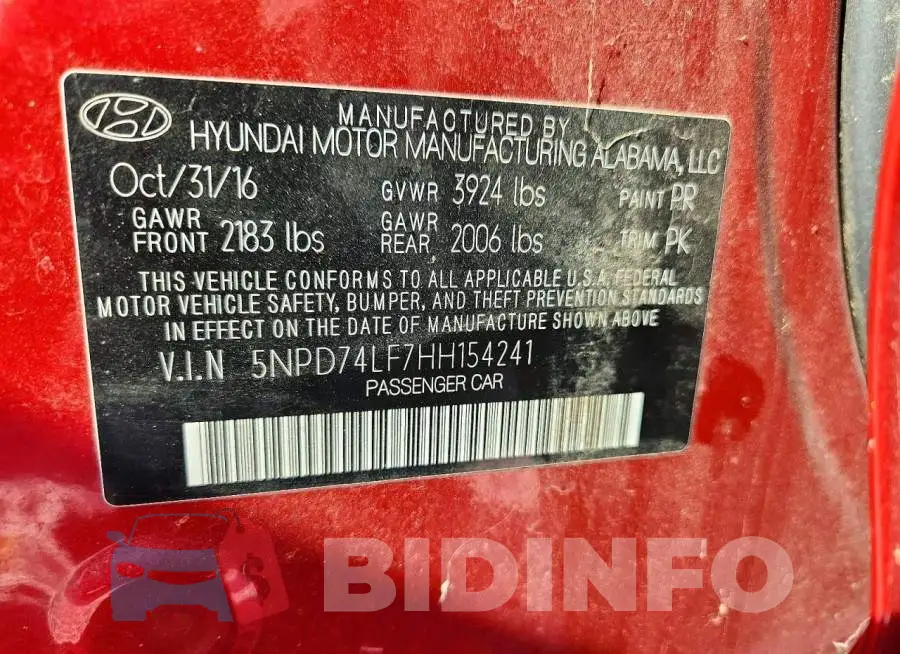 5NPD74LF7HH154241 Photo# 12