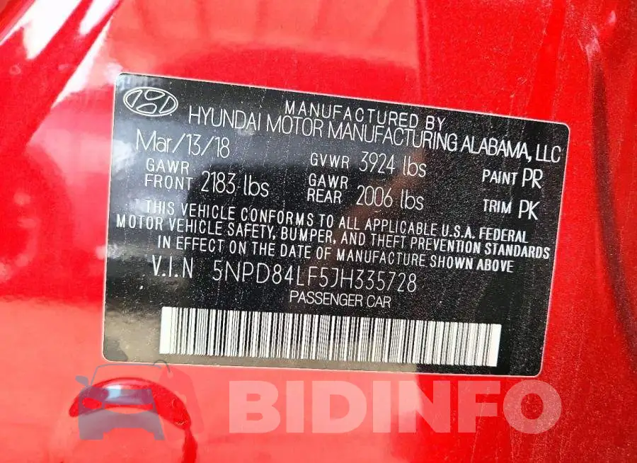 5NPD84LF5JH335728 Photo# 12