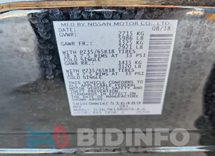 5N1DL0MN1KC516489 Photo# 12