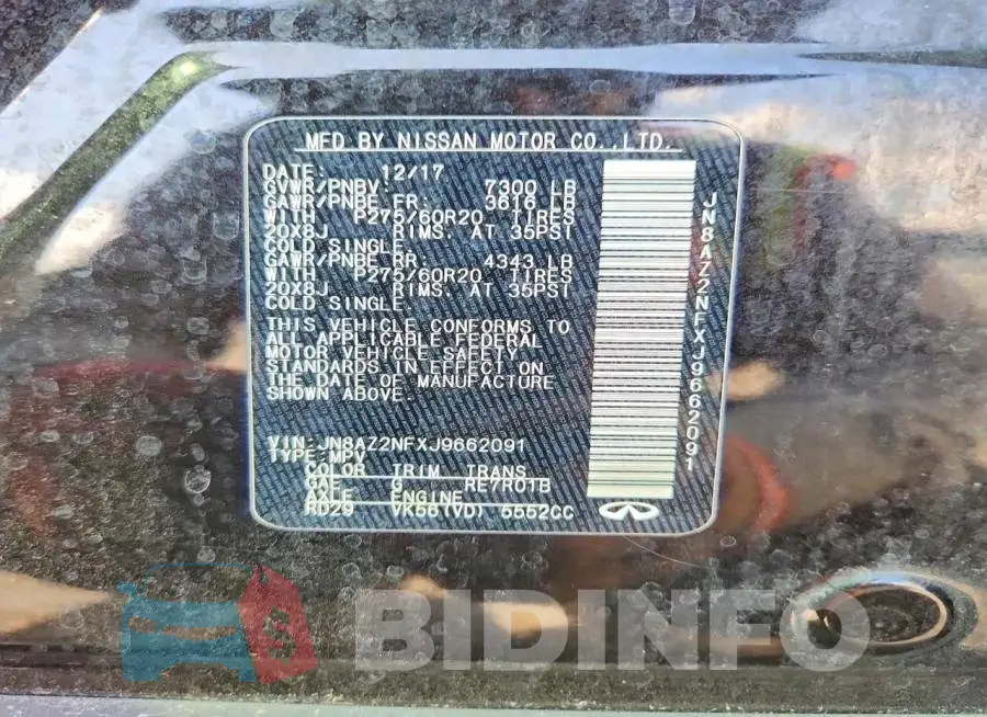 JN8AZ2NFXJ9662091 Photo# 14