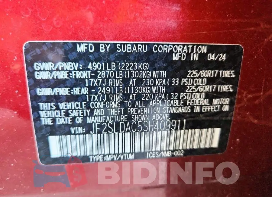 JF2SLDAC5SH409911 Photo# 14