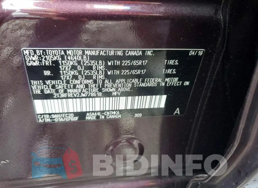 2T3RFREV2JW778618 Photo# 13