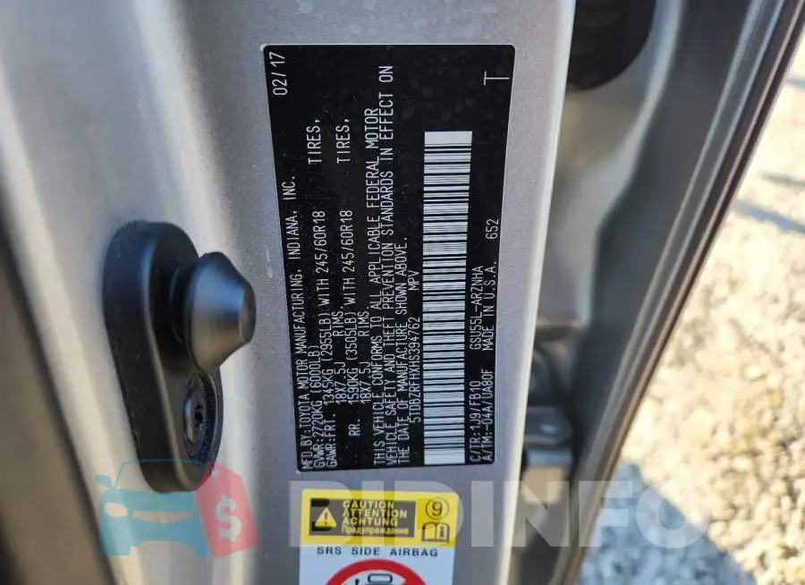 5TDBZRFHXHS394762 Photo# 13