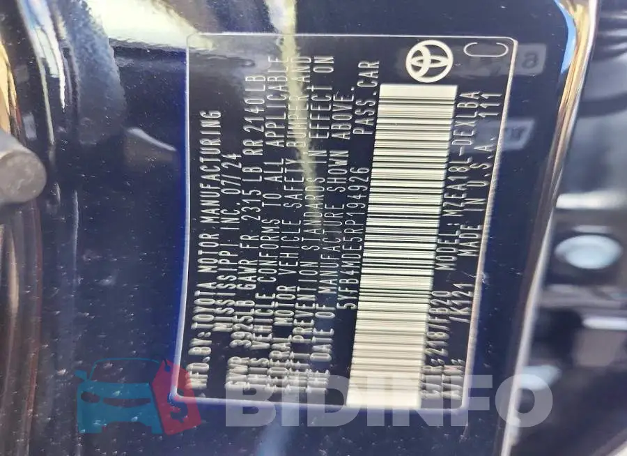 5YFB4MDE5RP194926 Photo# 12