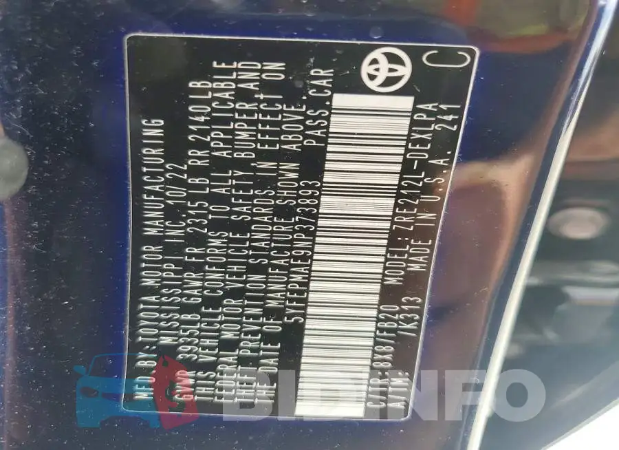 5YFEPMAE9NP373893 Photo# 12
