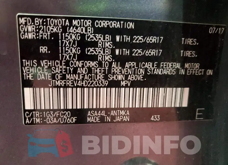 JTMRFREV4HD220339 Photo# 12