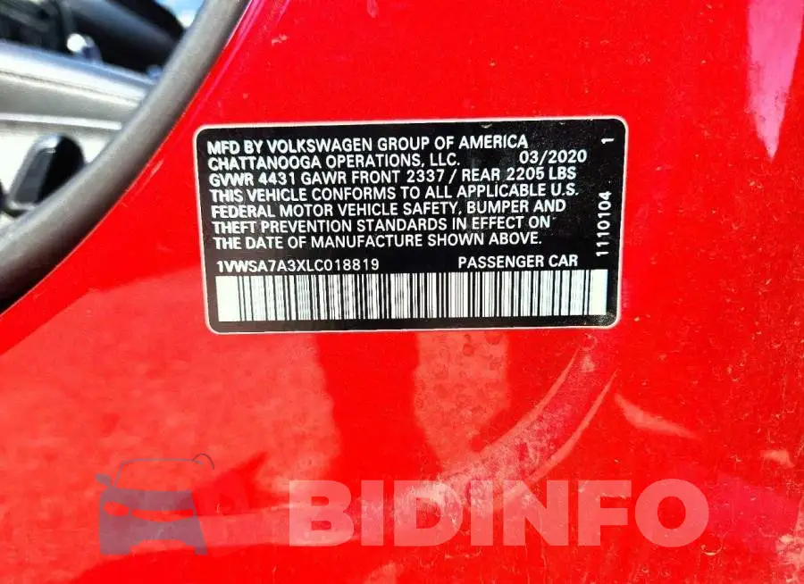 1VWSA7A3XLC018819 Photo# 12