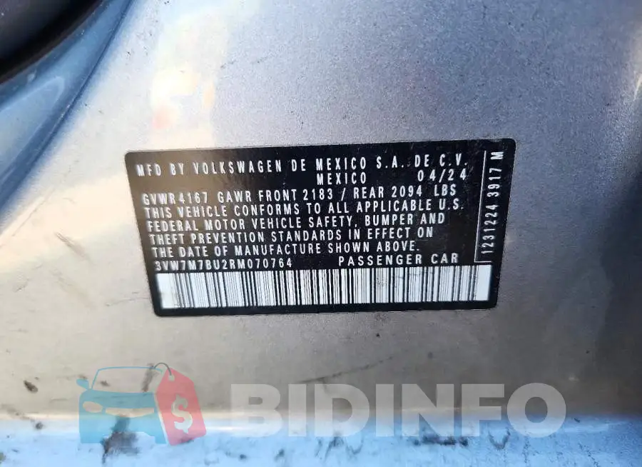 3VW7M7BU2RM070764 Photo# 12