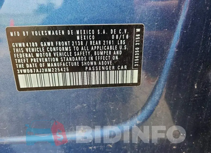 3VWDB7AJ2HM225425 Photo# 12