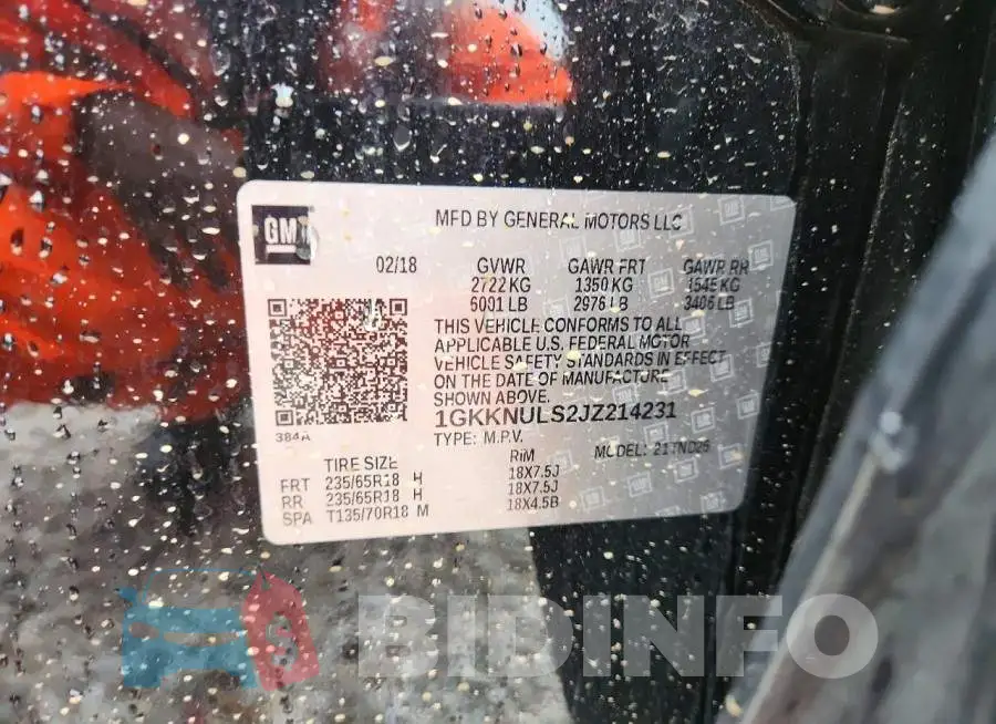 1GKKNULS2JZ214231 Photo# 12