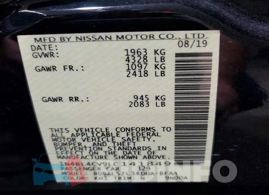 1N4BL4CV9LC141849 Photo# 13