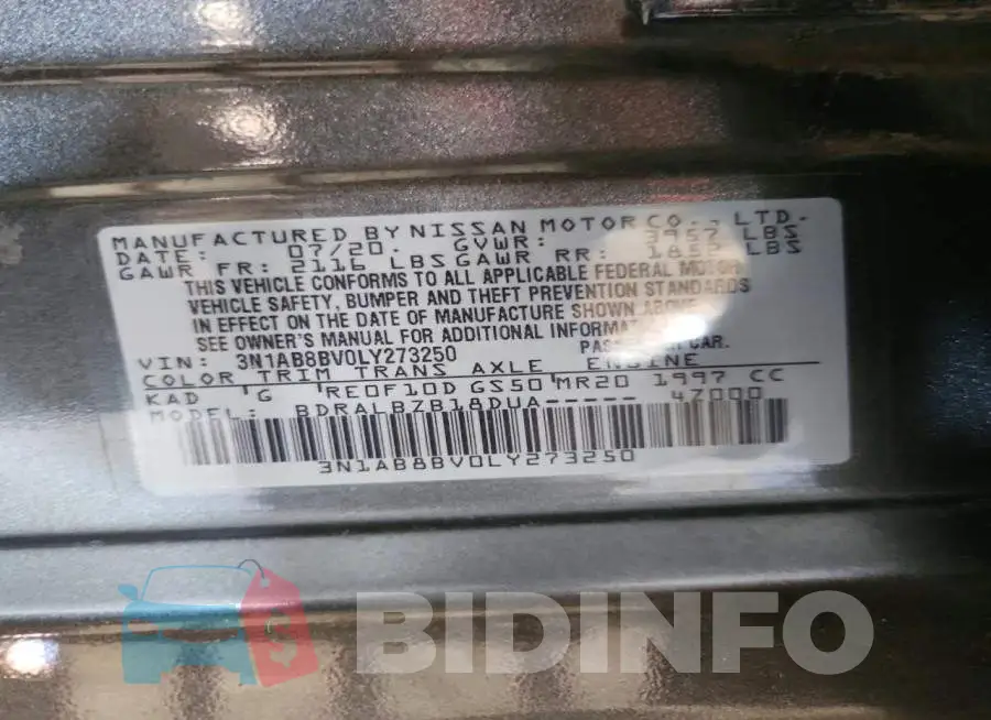 3N1AB8BV0LY273250 Photo# 12