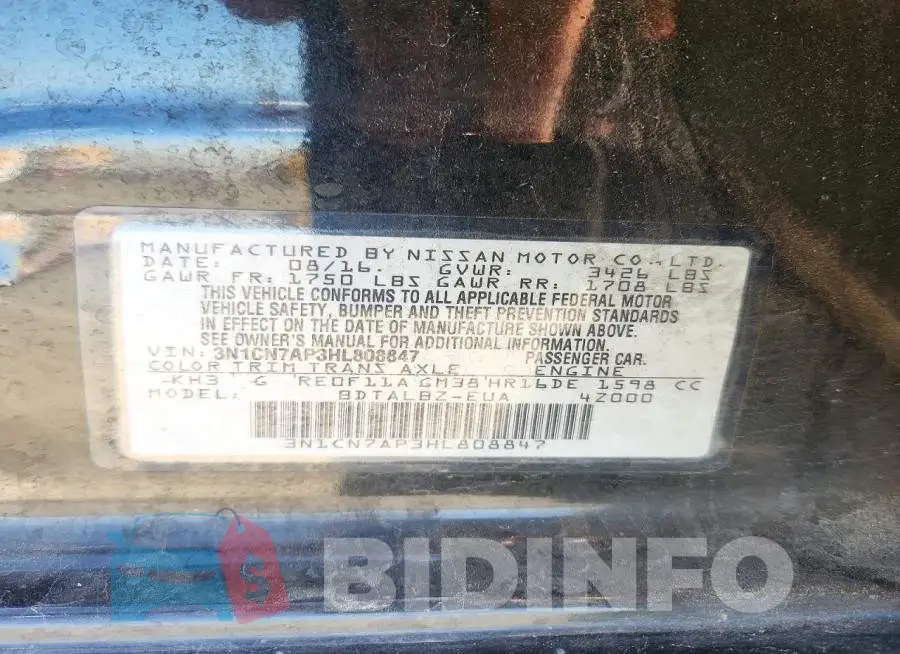 3N1CN7AP3HL808847 Photo# 12