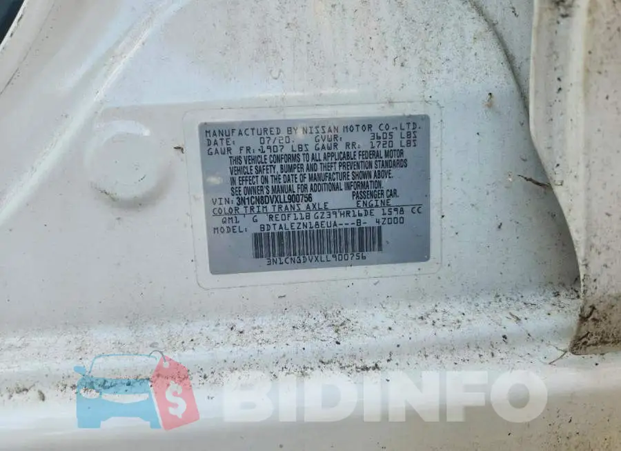 3N1CN8DVXLL900756 Photo# 12