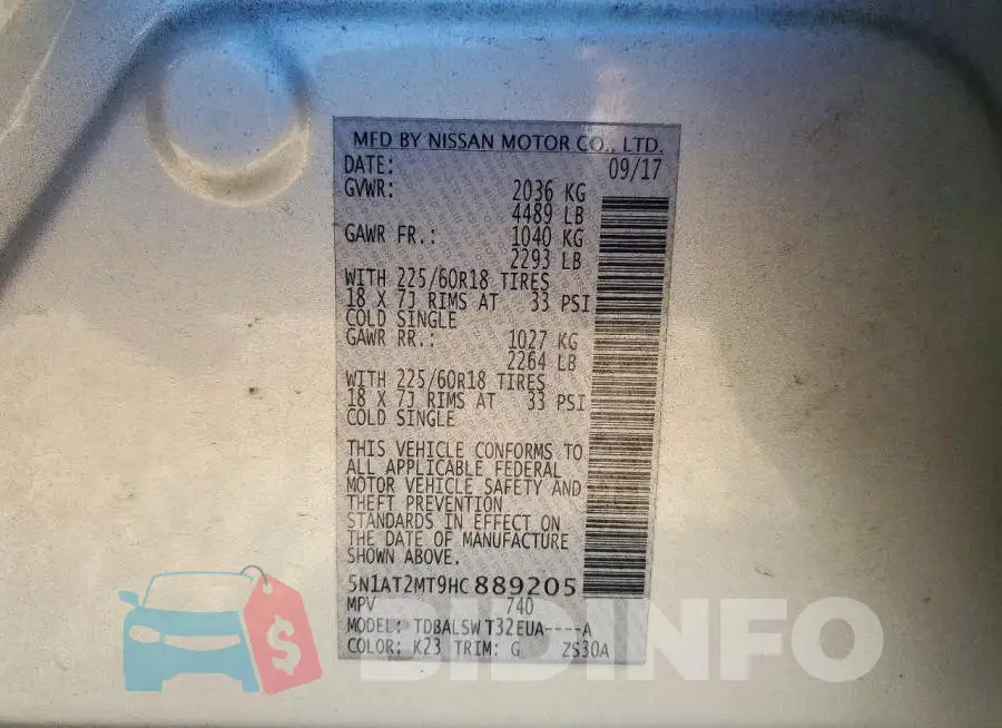 5N1AT2MT9HC889205 Photo# 14