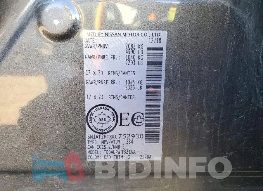 5N1AT2MTXKC752930 Photo# 13