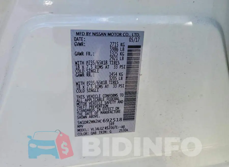 5N1DR2MN2HC692518 Photo# 13